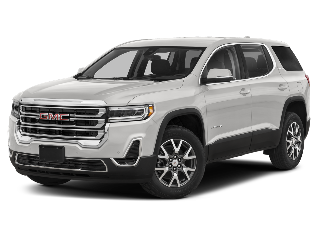 2023 GMC Acadia SLE in Sterling Metallic — front three-quarter view